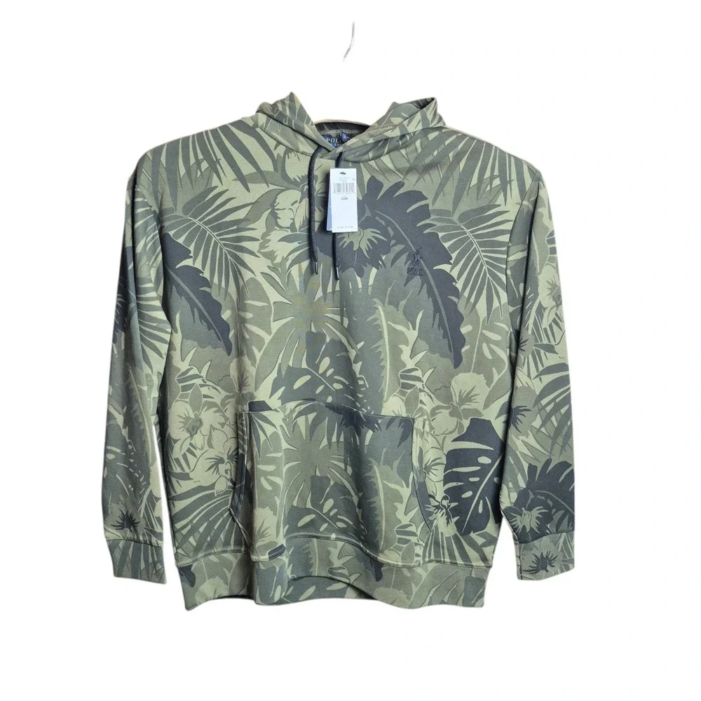 Polo Ralph Lauren Mens‎ 2XB Green Tropical Camo Jersey Knit Hoodie NWT